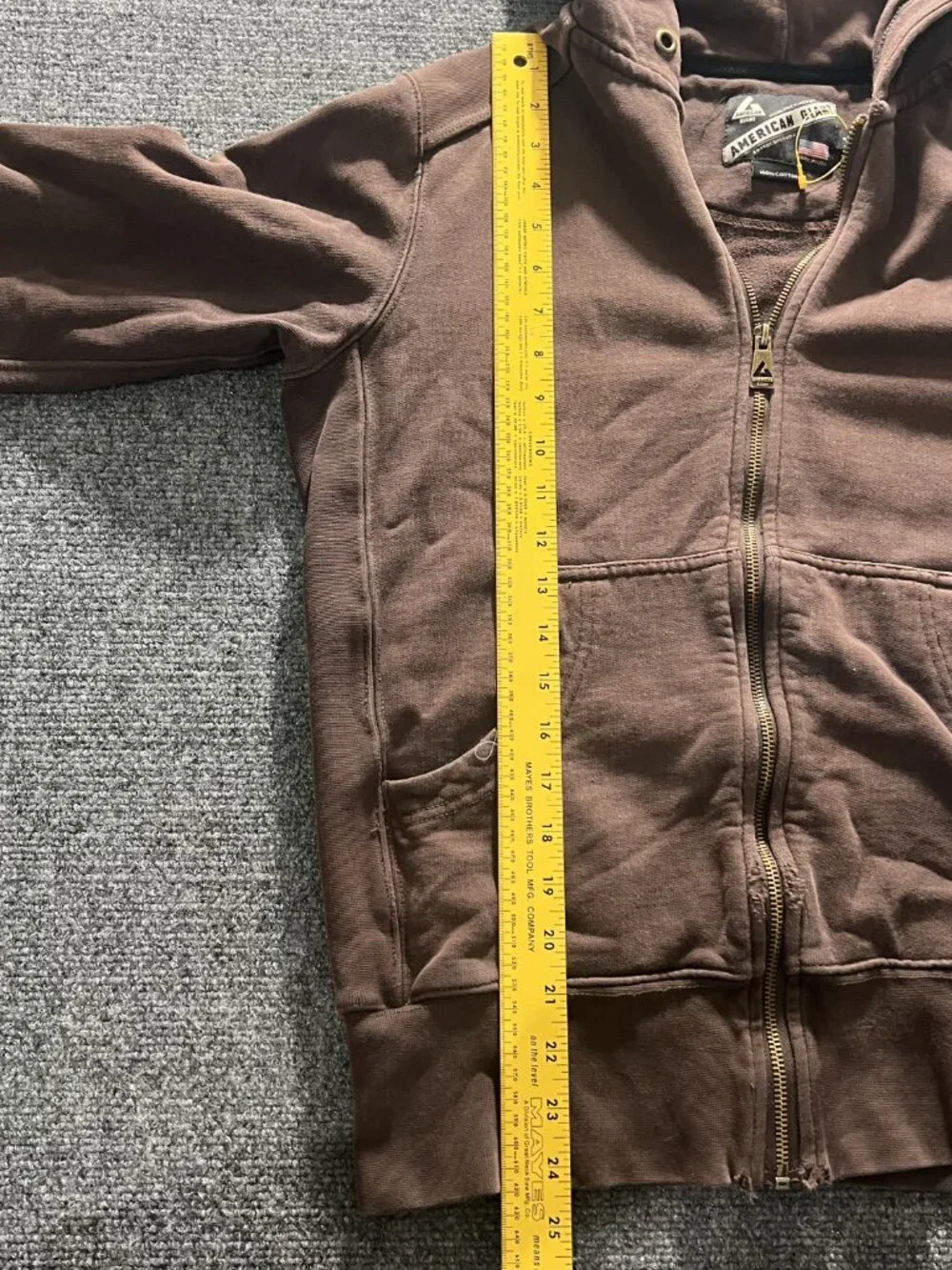 American Giant Full Zip Hoodie Mens Brown Hooded Sweatshirt